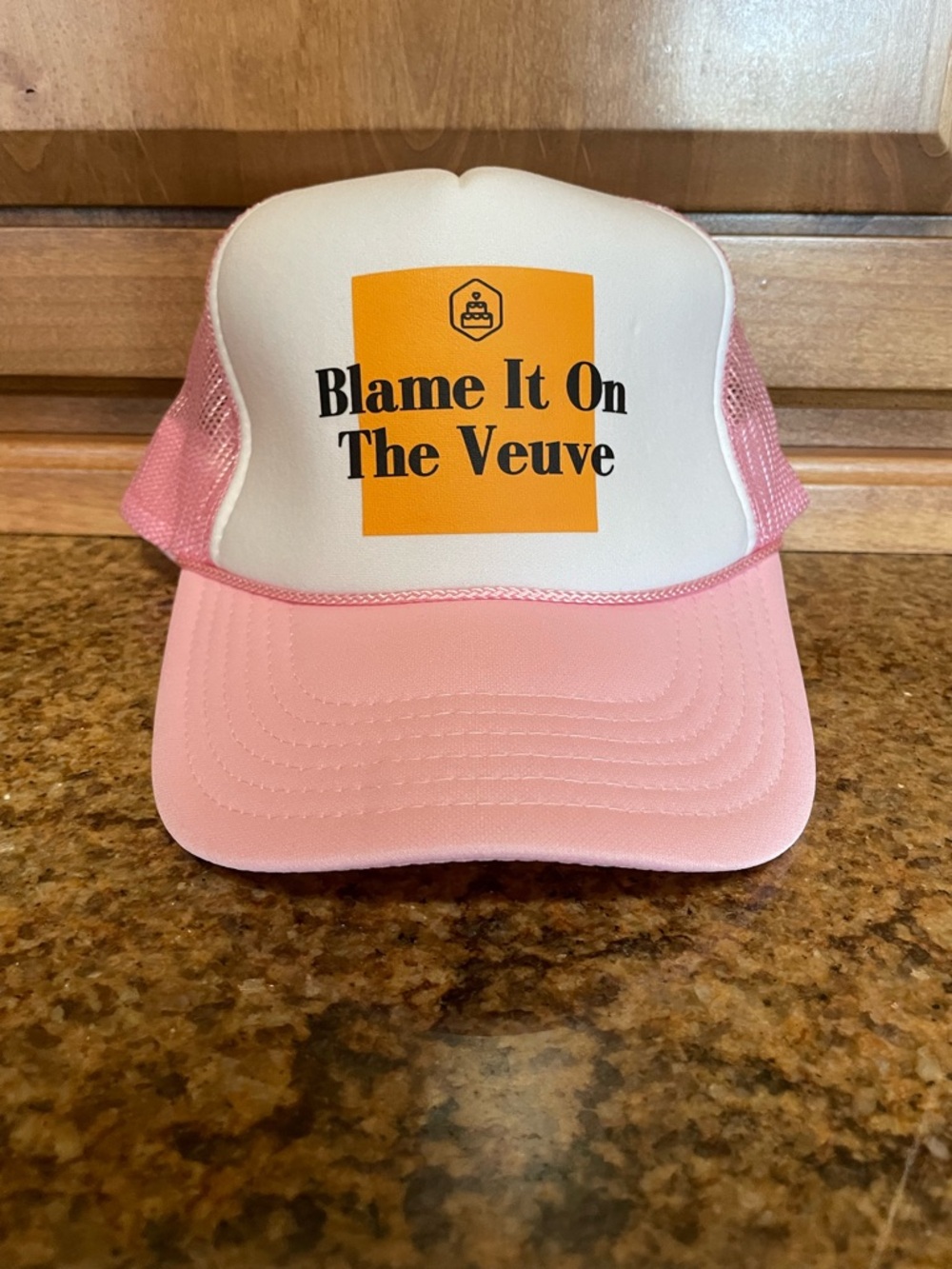 Blame It On The Veuve Pink Trucker snap back Hat